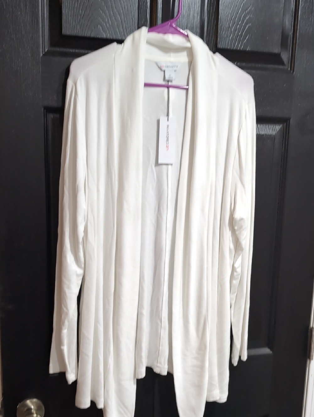 Liz Claiborne Off-White Open-Front Cardigan